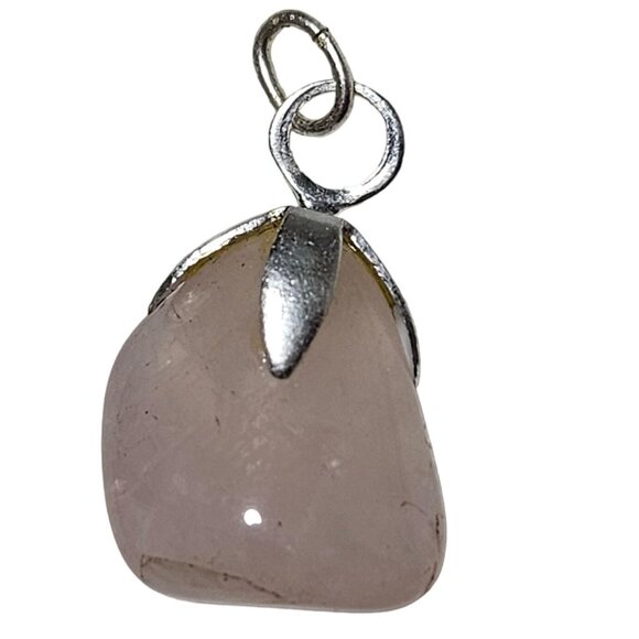 Rose Quartz Gemstone Pendant Silver Plated Bail Healing Spiritual Jewelry Nature - Picture 1 of 4